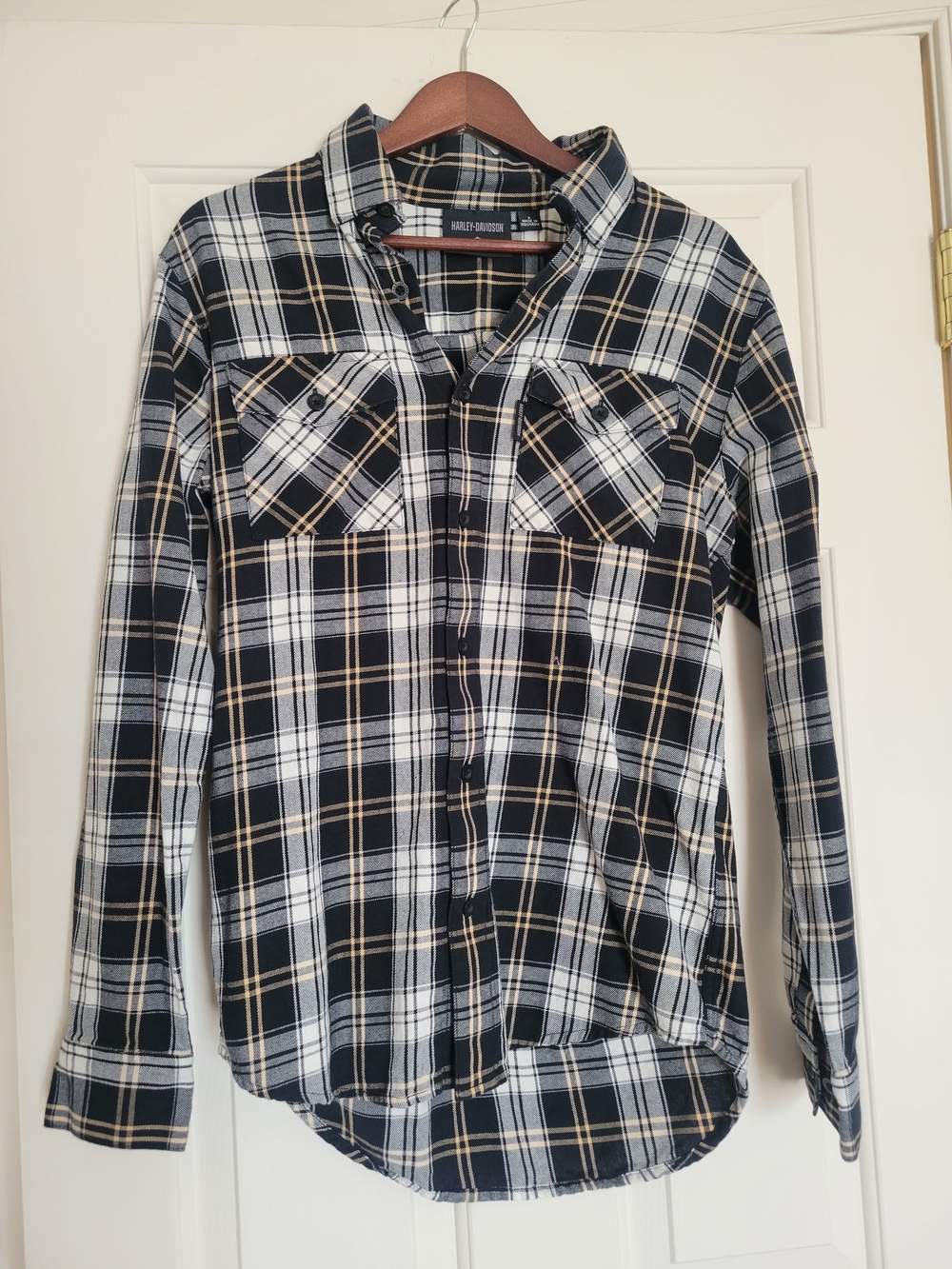 Harley-Davidson Black & White Plaid Button-Up Shirt